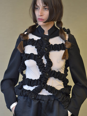 Comme des Garçons Cage Ruffle Jacket, Black - Stand Up Comedy