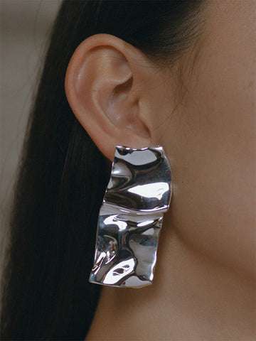 Faris Warp Earrings, Silver - Stand Up Comedy