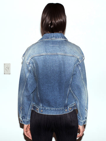 Maison Margiela MM6 Cut Out Jean Jacket, Classic Blue - Stand Up Comedy