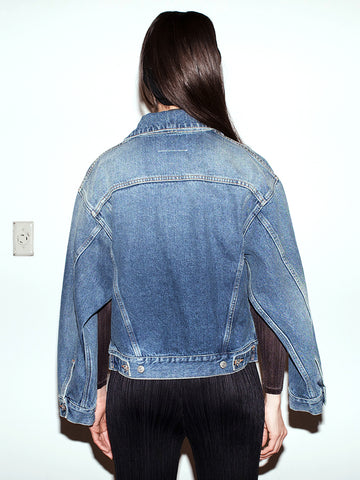 Maison Margiela MM6 Cut Out Jean Jacket, Classic Blue - Stand Up Comedy