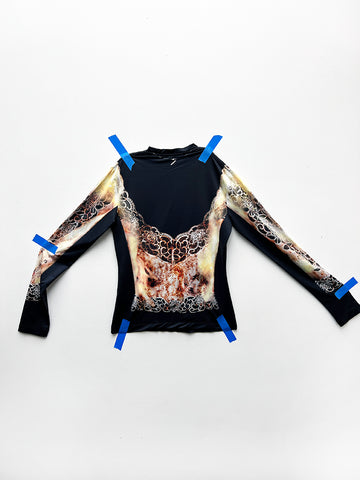 Y/Project Lace Print Long Sleeve Top