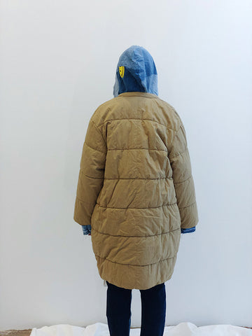 Kapital Rip Stop Quilted Samu Coat, Beige - Stand Up Comedy
