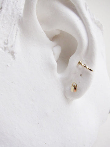 Lauren Klassen Tiny Padlock Earrings, 14k Gold - Stand Up Comedy
