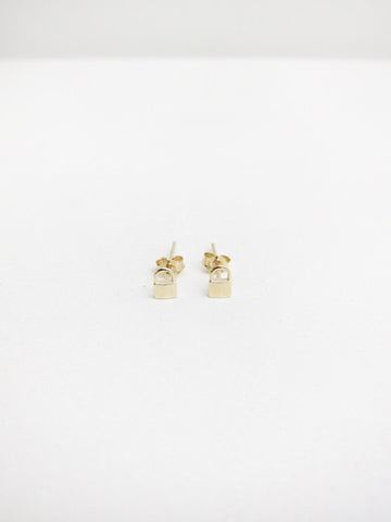 Lauren Klassen Tiny Padlock Earrings, 14k Gold