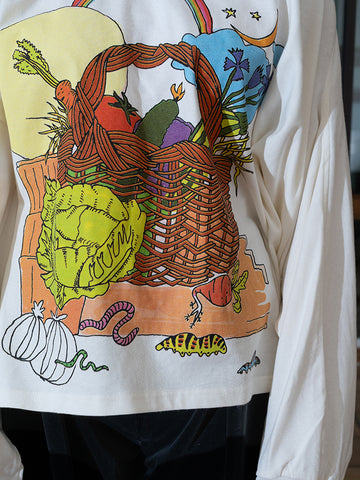 Anntian Sweatshirt, Trompe l'Oeil Veggie Drawing