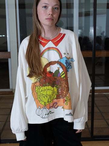 Anntian Sweatshirt, Trompe l'Oeil Veggie Drawing