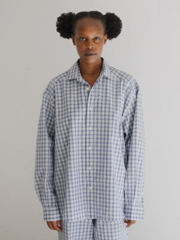Baserange Claude Shirt, Blue Check - Stand Up Comedy