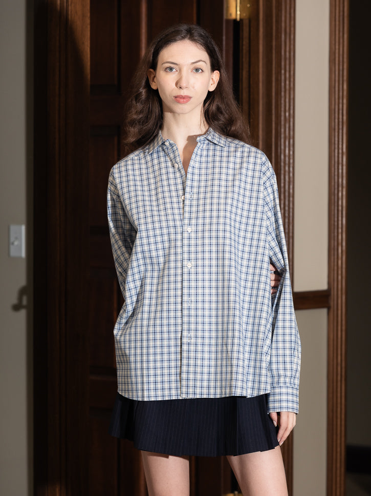 Baserange Claude Shirt, Blue Check at Stand Up Comedy