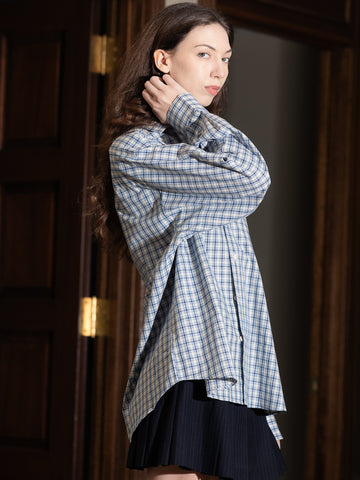 Baserange Claude Shirt, Blue Check - Stand Up Comedy