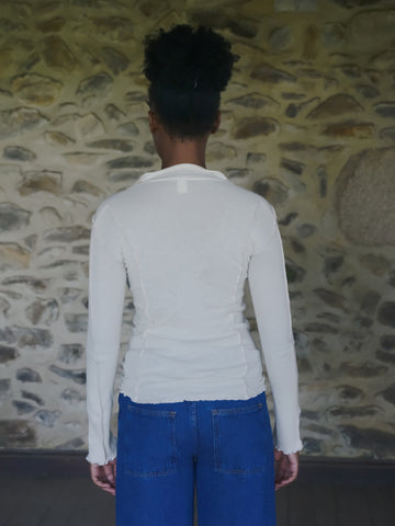 Baserange Omato Polo Long Sleeve Top, Off White - Stand Up Comedy