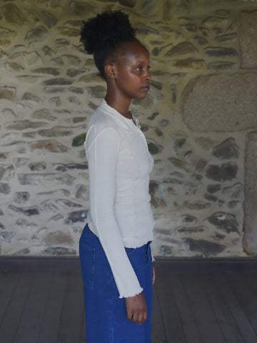 Baserange Omato Polo Long Sleeve Top, Off White - Stand Up Comedy