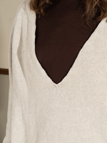 Baserange Soar V-Neck, Grey Melange - Stand Up Comedy