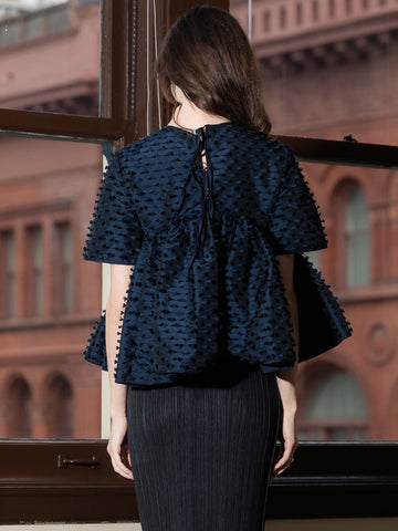 Cecilie Bahnsen CBCasandra Top, Navy - Stand Up Comedy