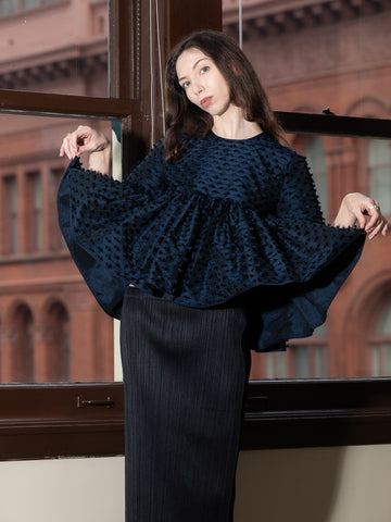 Cecilie Bahnsen CBCasandra Top, Navy - Stand Up Comedy