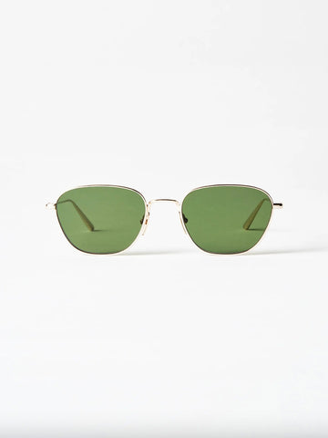 Chimi Steel Polygon Sunglasses, Green/Gold
