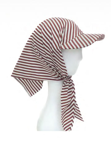 Clyde Brimmed Scarf, Wine White Stripe Poplin