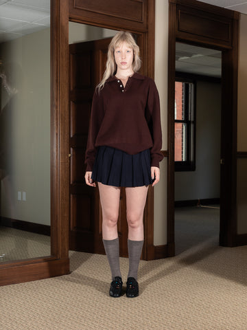 Dunst Unisex Cashmere Collared Sweater, Brown