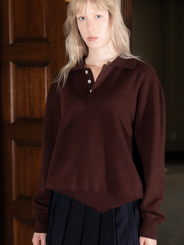 Dunst Unisex Cashmere Collared Sweater, Brown