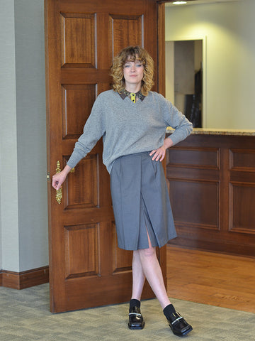 Dunst V-Neck Raglan Sweater, Melange Grey
