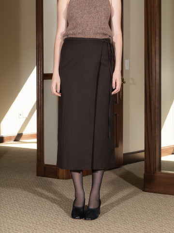 Dunst Maxi Wrap Skirt, Brown