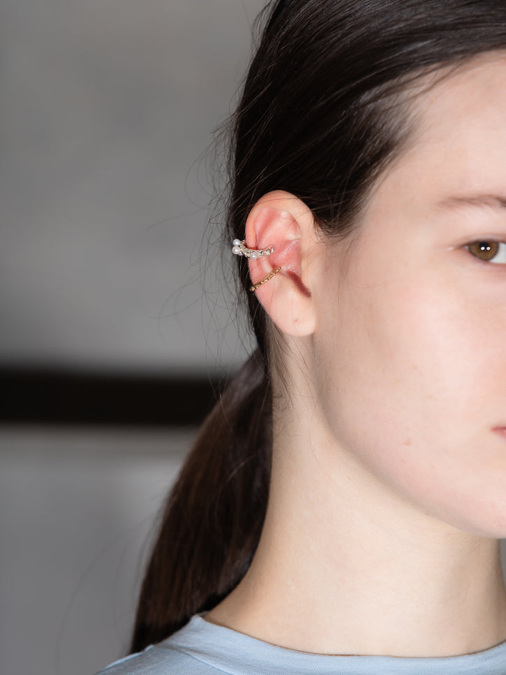 Faris Grosso Perla Ear Cuff, Silver/Pearl at Stand Up Comedy