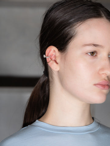 Faris Roca Perla Ear Cuff, Silver/Pearl