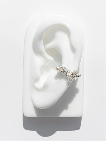 Faris Roca Perla Ear Cuff, Silver/Pearl