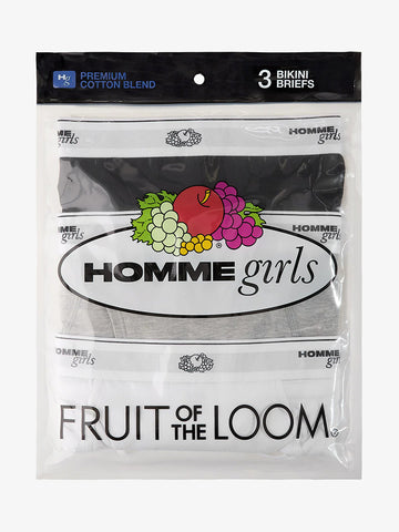 Homme Girls x Fruit of the Loom Bikini Brief, Mixed Color 3-Pack
