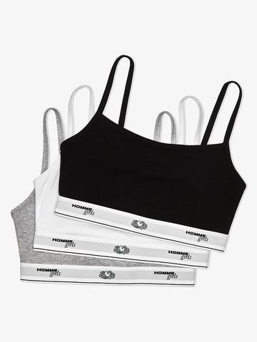 Homme Girls x Fruit of the Loom Cami Bralette, Mixed Color 3-Pack