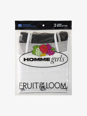 Homme Girls x Fruit of the Loom Cami Bralette, Mixed Color 3-Pack