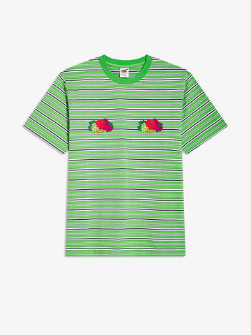 Homme Girls X Fruit of the Loom Striped T-Shirt, Green Stripe