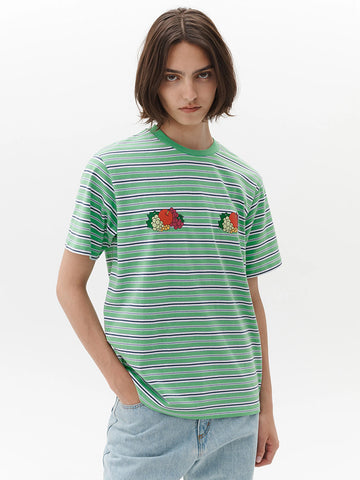 Homme Girls X Fruit of the Loom Striped T-Shirt, Green Stripe