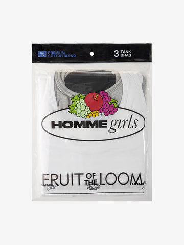 Homme Girls x Fruit of the Loom Classic Tank Bra, Mixed Color 3-Pack