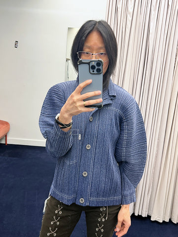 Issey Miyake Cotton Denim Jacket, Navy