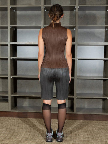 Issey Miyake Mock Neck Tank Top, Brown