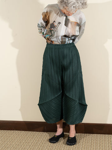 Issey Miyake Multipleat Trouser, Thicker Bottom, Dark Green
