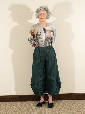 Issey Miyake Multipleat Trouser, Thicker Bottom, Dark Green - Stand Up Comedy