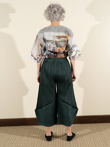 Issey Miyake Multipleat Trouser, Thicker Bottom, Dark Green - Stand Up Comedy