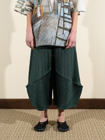 Issey Miyake Multipleat Trouser, Thicker Bottom, Dark Green - Stand Up Comedy