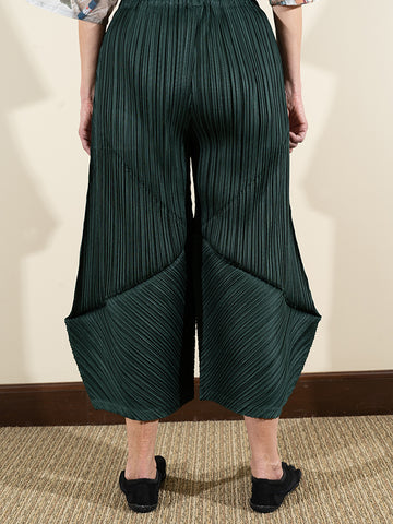 Issey Miyake Multipleat Trouser, Thicker Bottom, Dark Green - Stand Up Comedy
