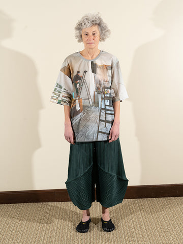 Issey Miyake Multipleat Trouser, Thicker Bottom, Dark Green - Stand Up Comedy