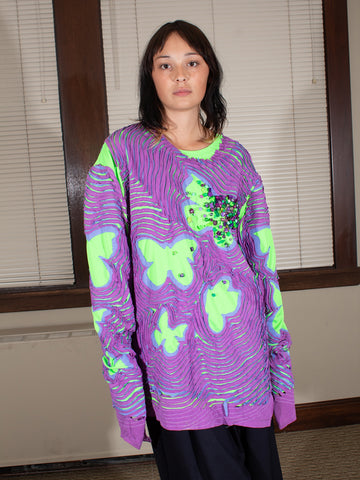 JRAT 3T Long Sleeve, Neon Beaded Butterflies