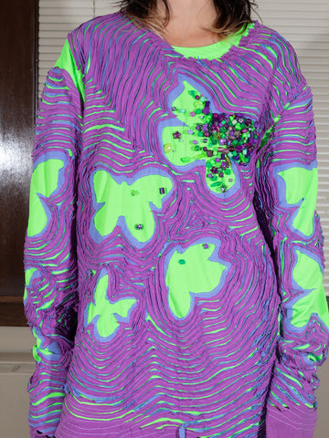 JRAT 3T Long Sleeve, Neon Beaded Butterflies
