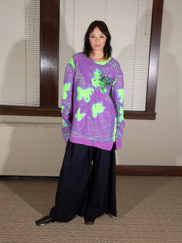 JRAT 3T Long Sleeve, Neon Beaded Butterflies