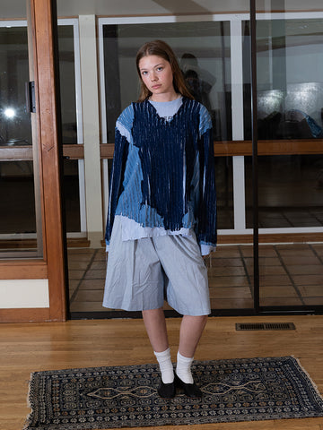 Baserange Claude Shorts, Blue Stripe