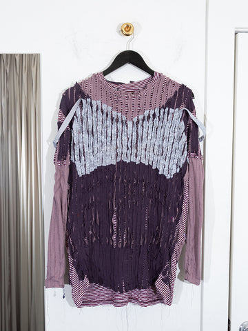 JRAT 4T LS T-Shirt, Stripe/Mauve/Wine/Lace Bra
