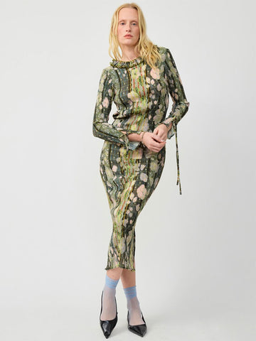 Julia Heuer Huxley Smock Pleated Dress, Bruno print