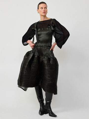 Julia Heuer Kenza Handpleated Skirt, Metallic Moss