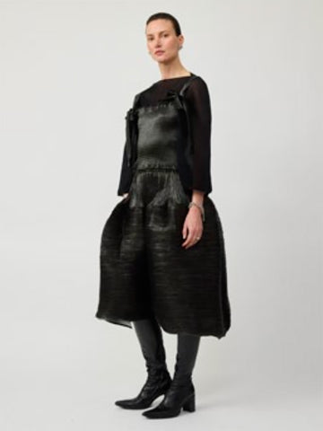 Julia Heuer Kenza Handpleated Skirt, Metallic Moss