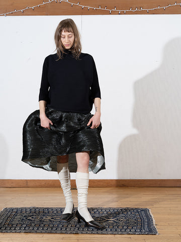 Julia Heuer Kenza Handpleated Skirt, Metallic Moss
